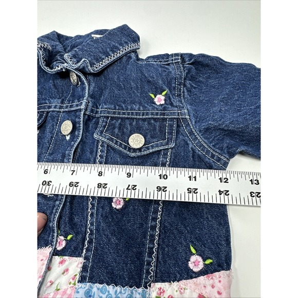 Vintage Cute Femme Denim Jean Jacket Toddler 18 Months Patchwork Floral - Picture 8 of 8